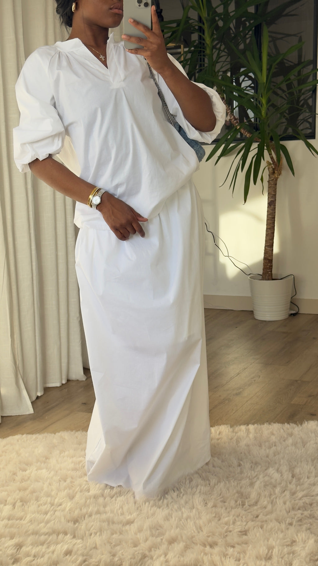 ENSEMBLE JUPE CASSIS - BLANC